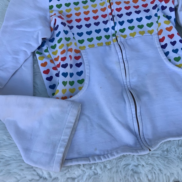 Cute Heart sweatshirt zip down hoodie rainbow vintage handmade - Picture 2 of 4
